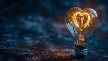 In a welcoming atmosphere, a heartshaped light bulb radiates a cozy glow, creating a charming and intimate setting photo