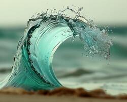 The oceans dynamic beauty is vividly captured in this image of a powerful wave, showcasing fluidity and energy photo