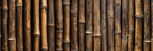 A closeup view of a beautiful bamboo wall that showcases its natural texture and the warmth it provides photo