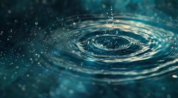 A captivating scene showcasing shimmering water droplets that create ripples in a beautifully tranquil setting photo