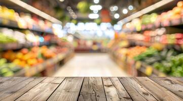 A beautifully colorful produce aisle in a grocery store bustling with a wide array of fresh fruits and vegetables photo