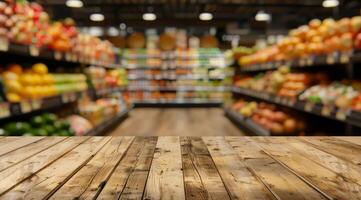 A vibrant and colorful array of fresh fruits and vegetables displayed beautifully in a wellstocked grocery store photo