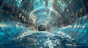 Experience the exhilarating thrill of a water slide that leads into a wonderfully refreshing pool below photo