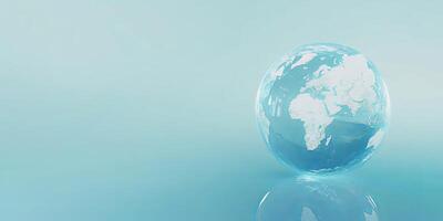 A beautifully designed, soft blue stylized globe that emphasizes Africa, serving as a symbol of global connectivity and ecological consciousness, all presented in a sleek and modern aesthetic photo