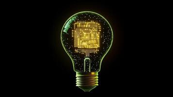 This modern light bulb features an advanced microcircuit, blending technology with elegant illumination to enhance and transform any interior space with its sleek, minimalist design photo