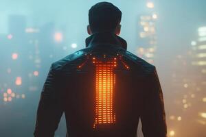 Advanced smart clothing that includes features for regulating body temperature presents remarkable innovations in wellness monitoring, particularly in lively and vibrant urban environments photo