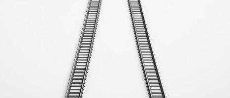 This detailed 3D depiction of parallel train tracks highlights recent advancements in railway technology, aimed at efficient longdistance transport and improved regional connectivity photo