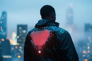 Discover and experience innovative smart clothing that incorporates advanced body temperature regulation technology and comprehensive wellness monitoring, specifically designed for urban environments photo