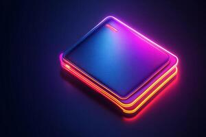 Dive into the innovative and visually striking design of a digital wallet, beautifully illuminated by vibrant neon lights, symbolizing the future of finance and the security of online transactions photo