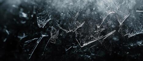 This is a detailed closeup image that captures the stunning frost patterns formed on a polycarbonate surface, highlighting the intricate and delicate beauty of ice in a picturesque winter setting photo