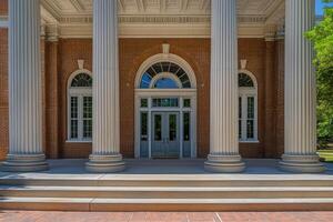 An impressive courthouse featuring remarkable classical architecture, adorned with elegant pillars and a grand entrance that truly embodies the ideals of justice and authority within the community photo