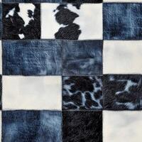 This fabric features a truly unique blend of cowprint along with denim in shades of blue, black, and white it is perfect for creating stylish apparel as well as for modern fashion trends and designs photo