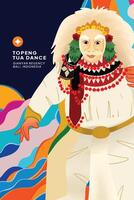 Indonesian Balinese Dancer illustration with colorful background design idea vector