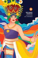 Indonesian Balinese Dancer illustration with colorful background design idea vector