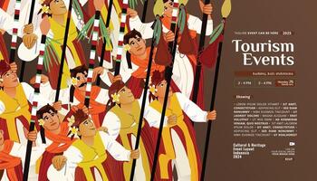 Website landing page template idea with Indonesia Bali dancer design illustration vector