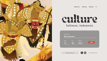 Website landing page template idea with Indonesia Bali dancer design illustration vector