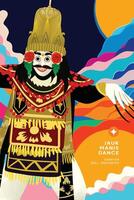 Indonesian Balinese Dancer illustration with colorful background design idea vector