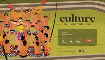 website landing page template idea with Indonesia Bali Kecak dancer design illustration vector