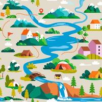 Camping Adventure Seamless Pattern vector