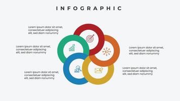 5 options infographic template with circle shape and icons vector