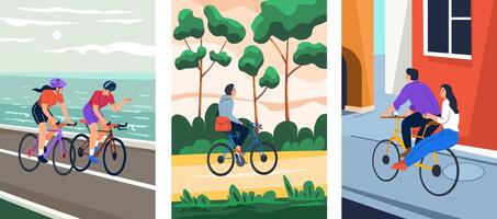 Cyclist On Urban Bridge Path vector