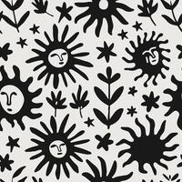 Seamless Botanical Black Pattern vector