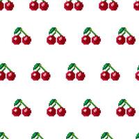 Pixel Art Cherry Seamless Pattern vector