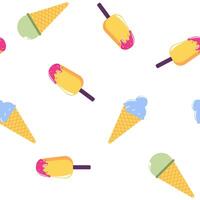 Ice Cream Seamless Pattern White Background vector