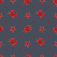 Crab And Starfish Seamless Pattern vector