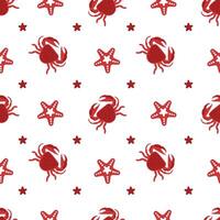 Crab And Starfish Seamless Pattern vector