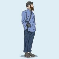 illustration of a simple and cool style of a bearded man vector
