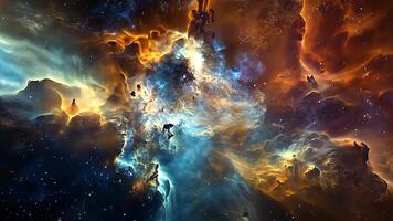 Colorful galaxy and nebula clouds in a vast universe, capturing the ethereal beauty of interstellar space and distant cosmic phenomena, highlighting the infinite beauty and mystery of the cosmos video