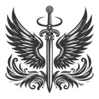 A sword with wings and a sword with a sword vector