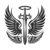 Sword with wings and halo, illustration vector