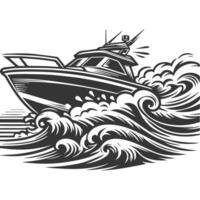 A boat in the ocean with waves and waves vector