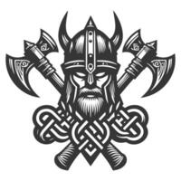 Viking helmet with axes and celtic knot vector