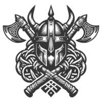 A Viking helmet with axes and celtic knot vector