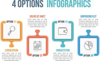 Infographic template with four options, design with puzzle pieces, can be used as steps, process, workflow vector