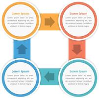 Circle diagram infographic template with four steps or options, workflow, process vector