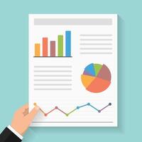 Hand holding business report with different graphs vector