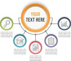 Infographic template with five steps or options, workflow, process diagram vector