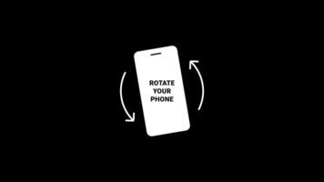 drehen Ihre Telefon zu Landschaft Orientierung. drehen Ihre Gerät von Vertikale zu horizontal. Telefon Symbol Animation auf schwarz Hintergrund video