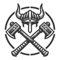 Viking helmet and axes in a circle vector