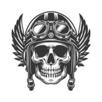Skull in a helmet with wings and goggles vector