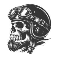Skull with beard and helmet in vintage style vector