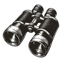 Simple Binoculars Illustration in Black and White vector