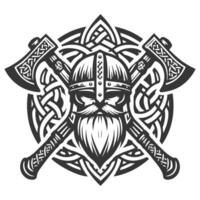 Viking helmet with axes and celtic knot vector
