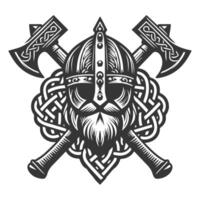 Viking helmet with axes and celtic knot vector