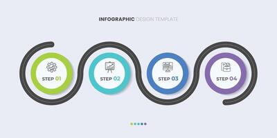 infographics illustration. Timeline processes with marketing icons and 4 options, steps. Can be used for business brochure or presentation and annual report. vector