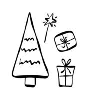 New Year set in doodle style. Minimalism. vector